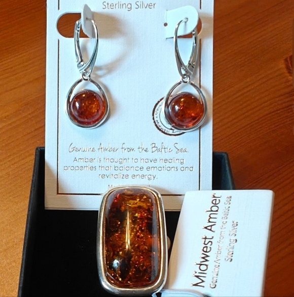 925 Amber Ring - Picture 5 of 14